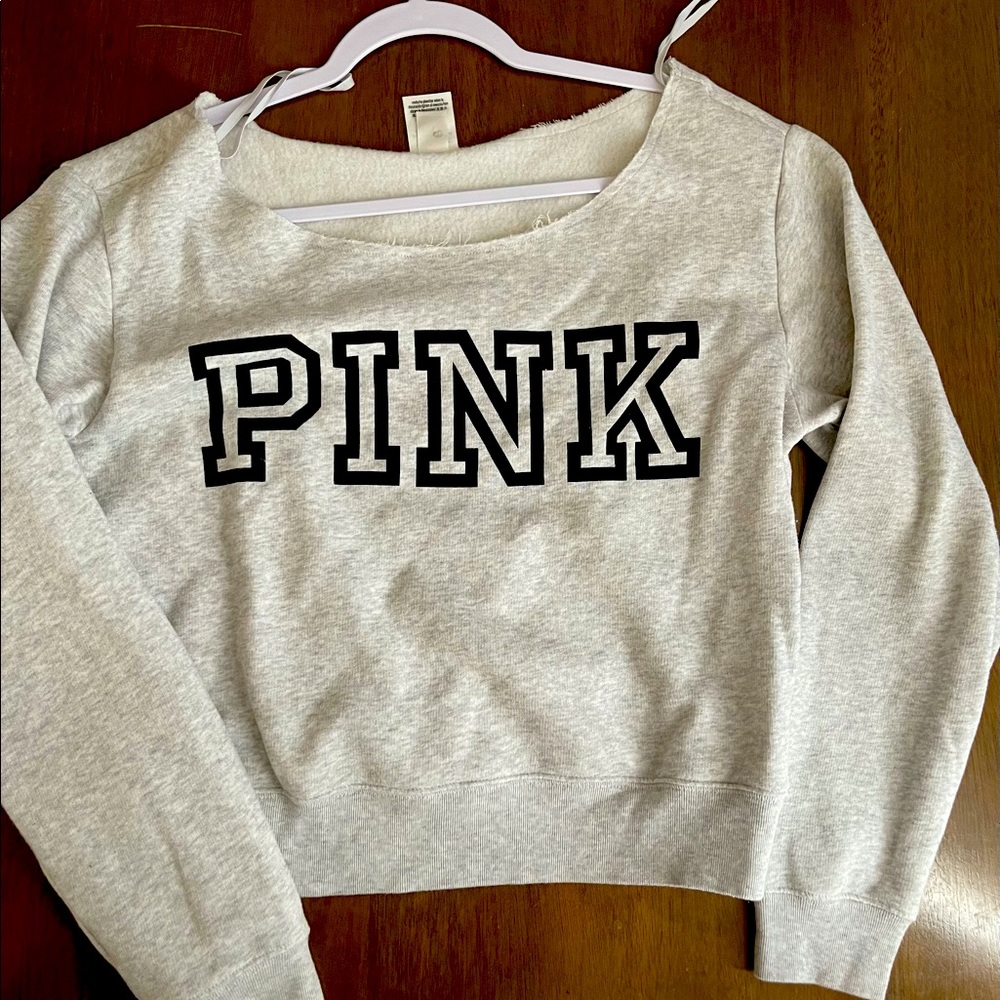 PINK Cropped off the shoulder sweatshirt